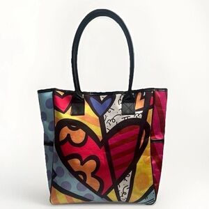 ROMERO BRITTO A New Day Tote Bag Colorful Pop Art Designer Casual Bold Medium